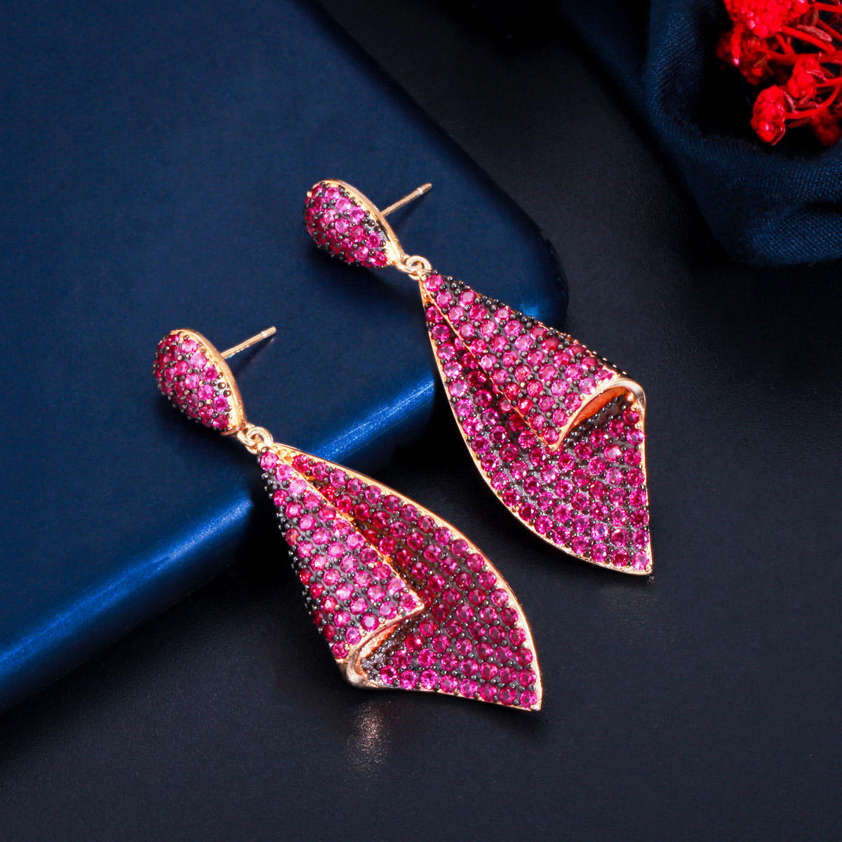 Two Tone Micro Pave Drop Earrings | Cubic Zirconia