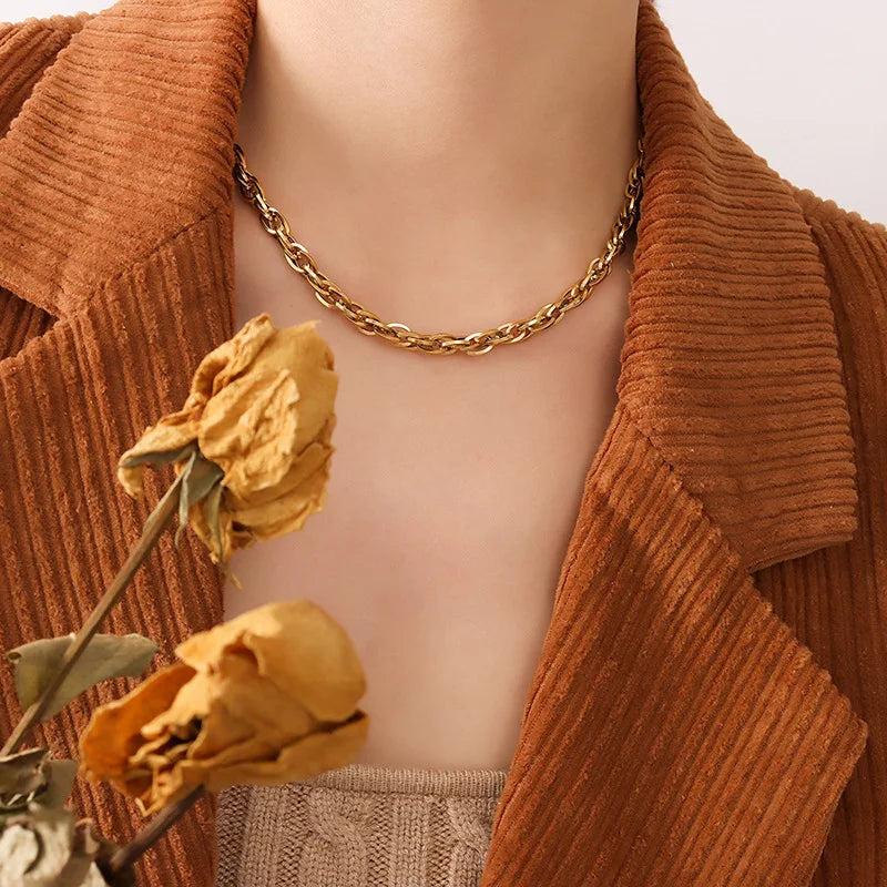 Link Chain Necklace and Bracelet Set