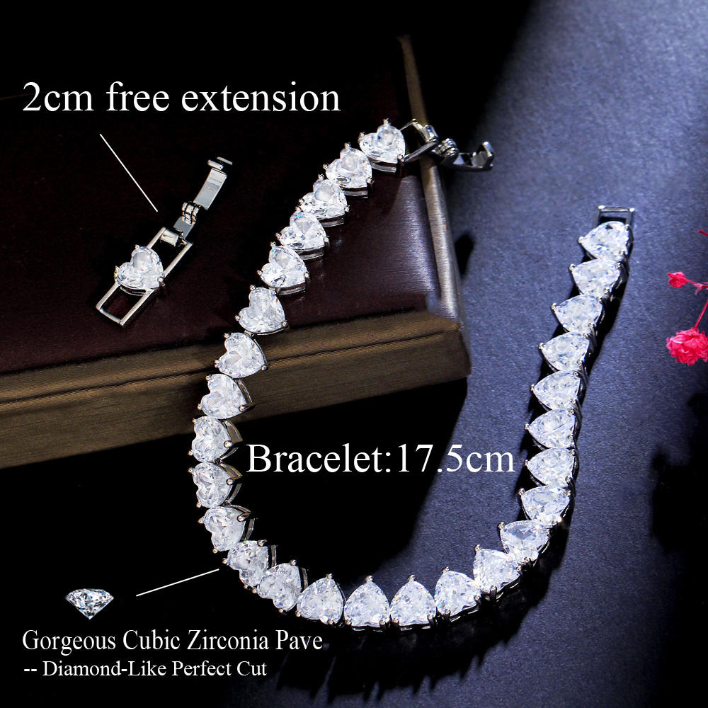 Love Heart Shape Tennis Bracelet | Cubic Zirconia