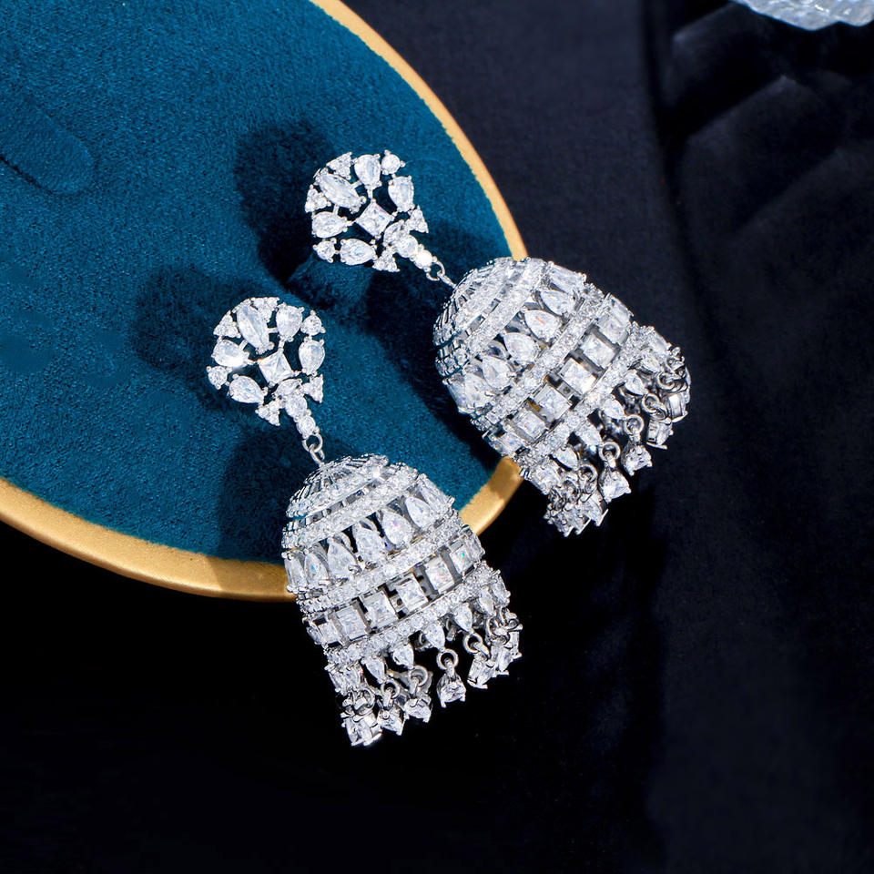 Chunky Cubic Zirconia Chandelier Earrings