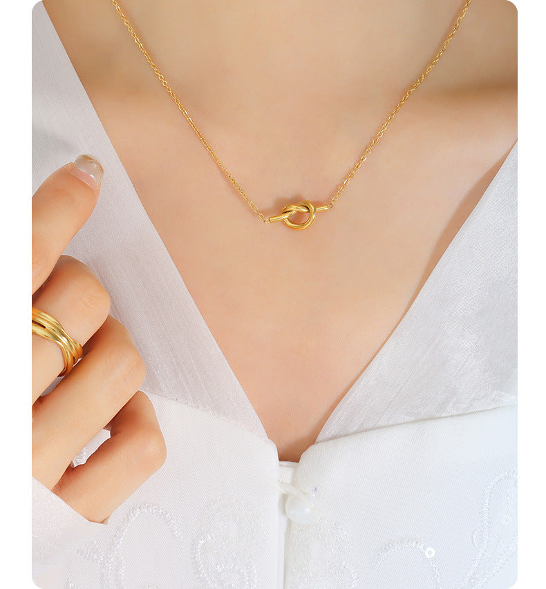 Twisted Circle Heart Knot Necklace