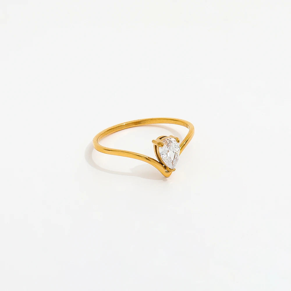 Water Drop Fine 18K Gold Plated Ring