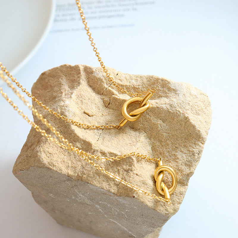 Twisted Circle Heart Knot Necklace