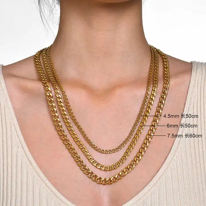 Chunky Cuban 18K Gold Plated Chain Necklace