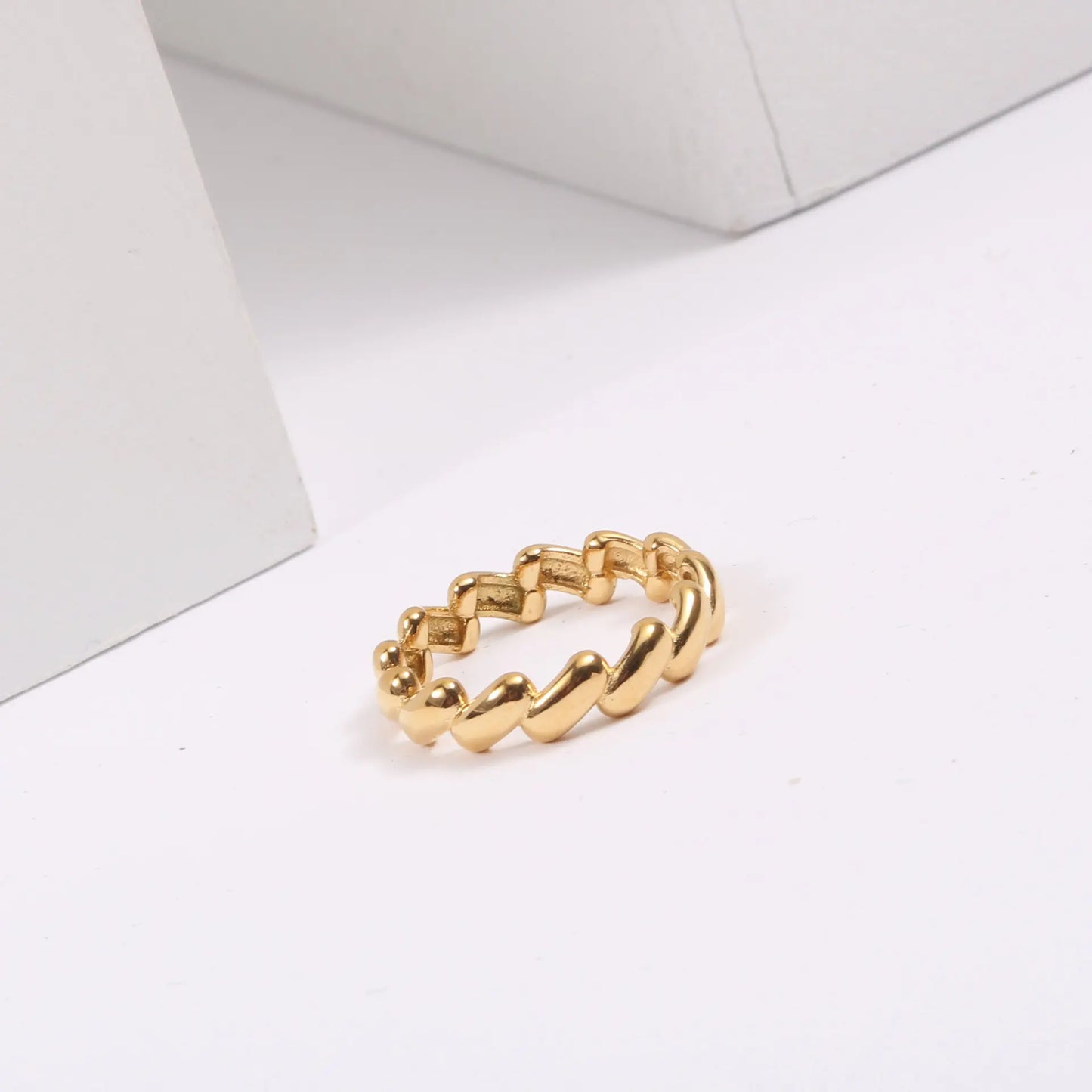 Cambered Surface 18K Gold Plated Ring