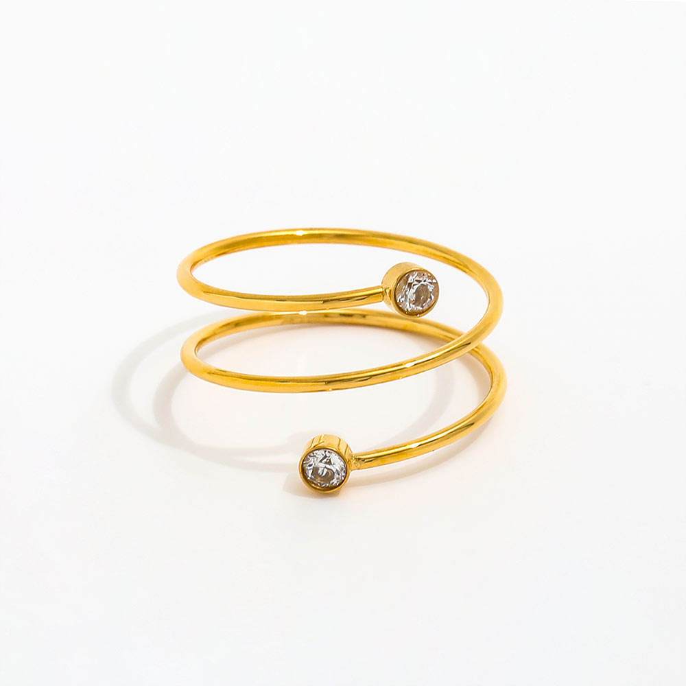 Dainty CZ Spiral Ring | 18K Gold Plated