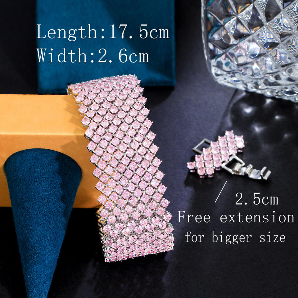 Wide Paved Cubic Zirconia Tennis Bracelet