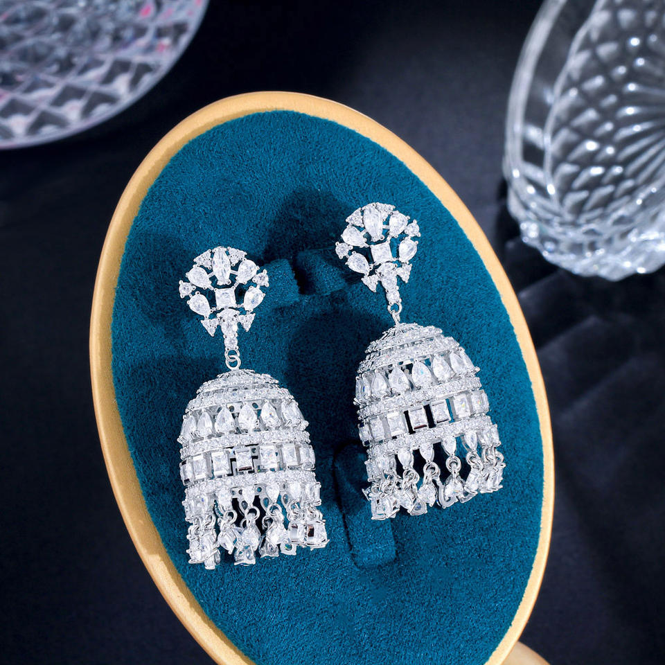 Chunky Cubic Zirconia Chandelier Earrings