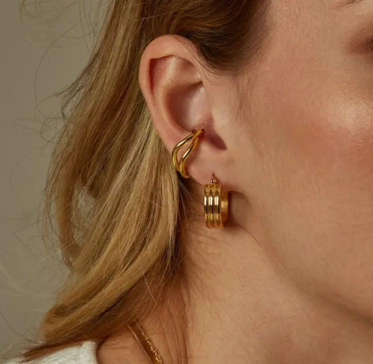 Layer Style 18K Gold Plated Hoop Earrings