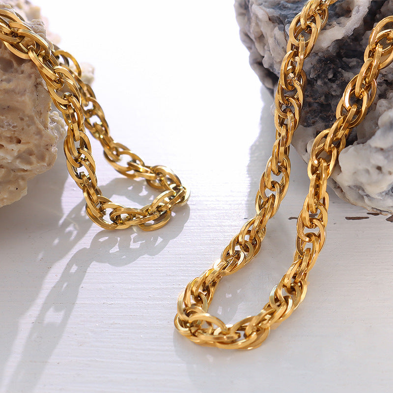 Link Chain Necklace and Bracelet Set