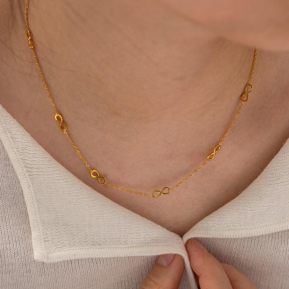 Infinity Sign Necklace and Bracelet | 18K Gold Plated