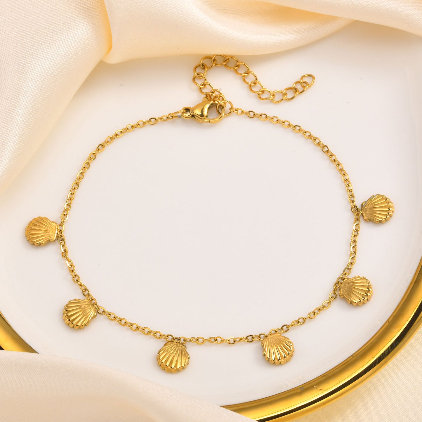 Shell Pendant Anklet | 18K Gold Plated