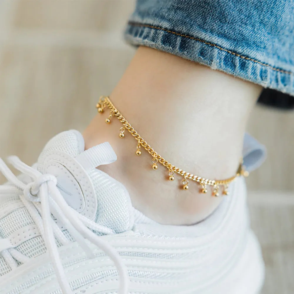 18K Gold Plated Ball Charm Anklet