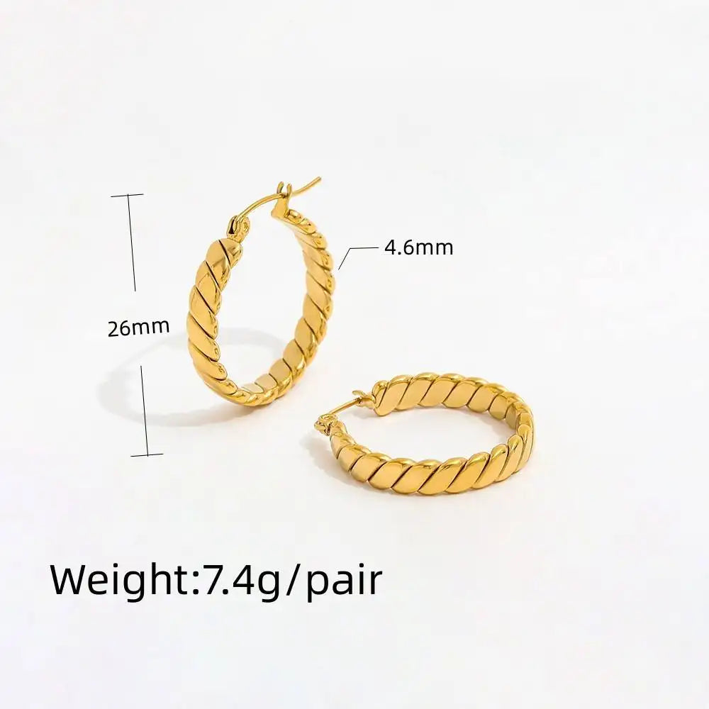 Line Hoop Earring | 18K Gold Plated