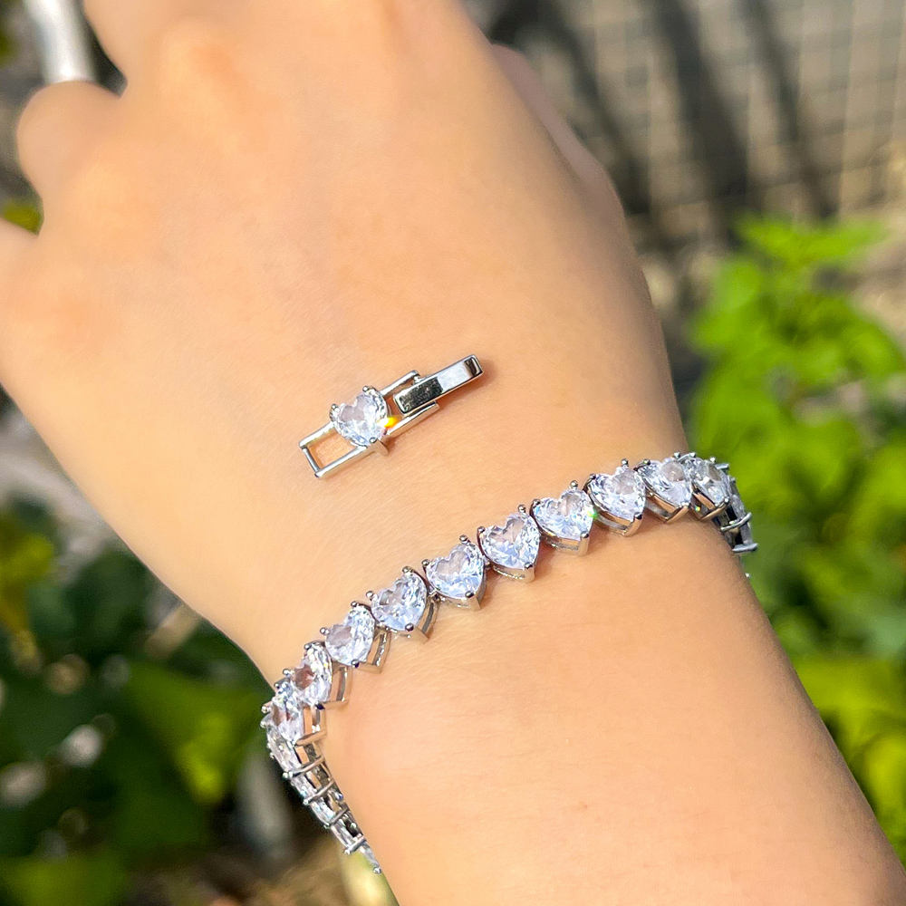 Love Heart Shape Tennis Bracelet | Cubic Zirconia