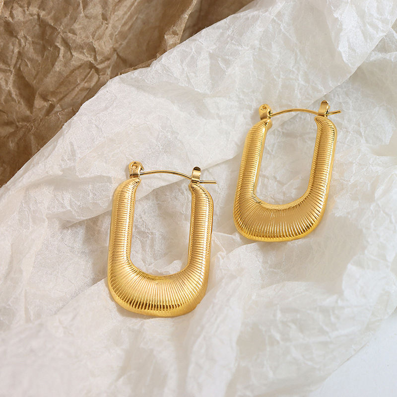 U-shaped 18K Gold Plated Hoop Earrings