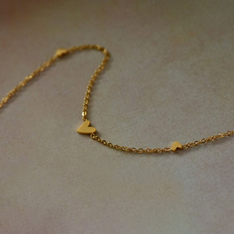 Heart Shape 18K Gold Plated Adjustable Anklet