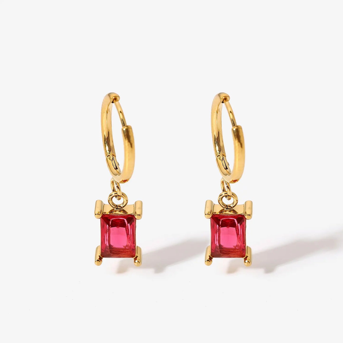 Mini Rectangle 18K Gold Plated Hoop Earrings