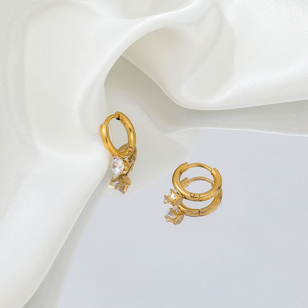 CZ Huggie Earrings | 18K Gold Plated
