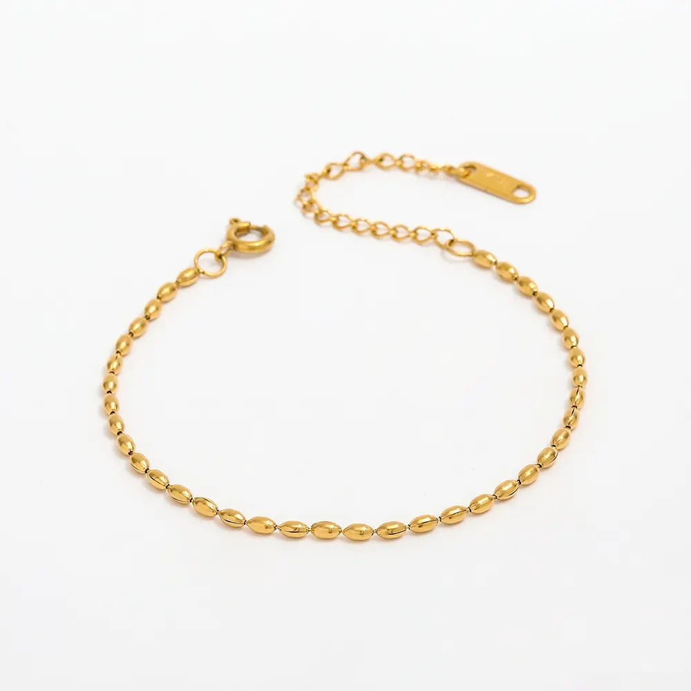 Oval Beads 18K Gold Plated String Bracelet