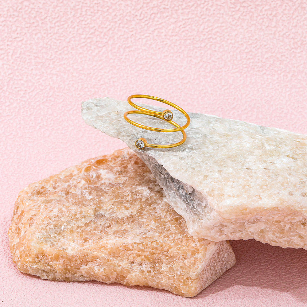 Dainty CZ Spiral Ring | 18K Gold Plated