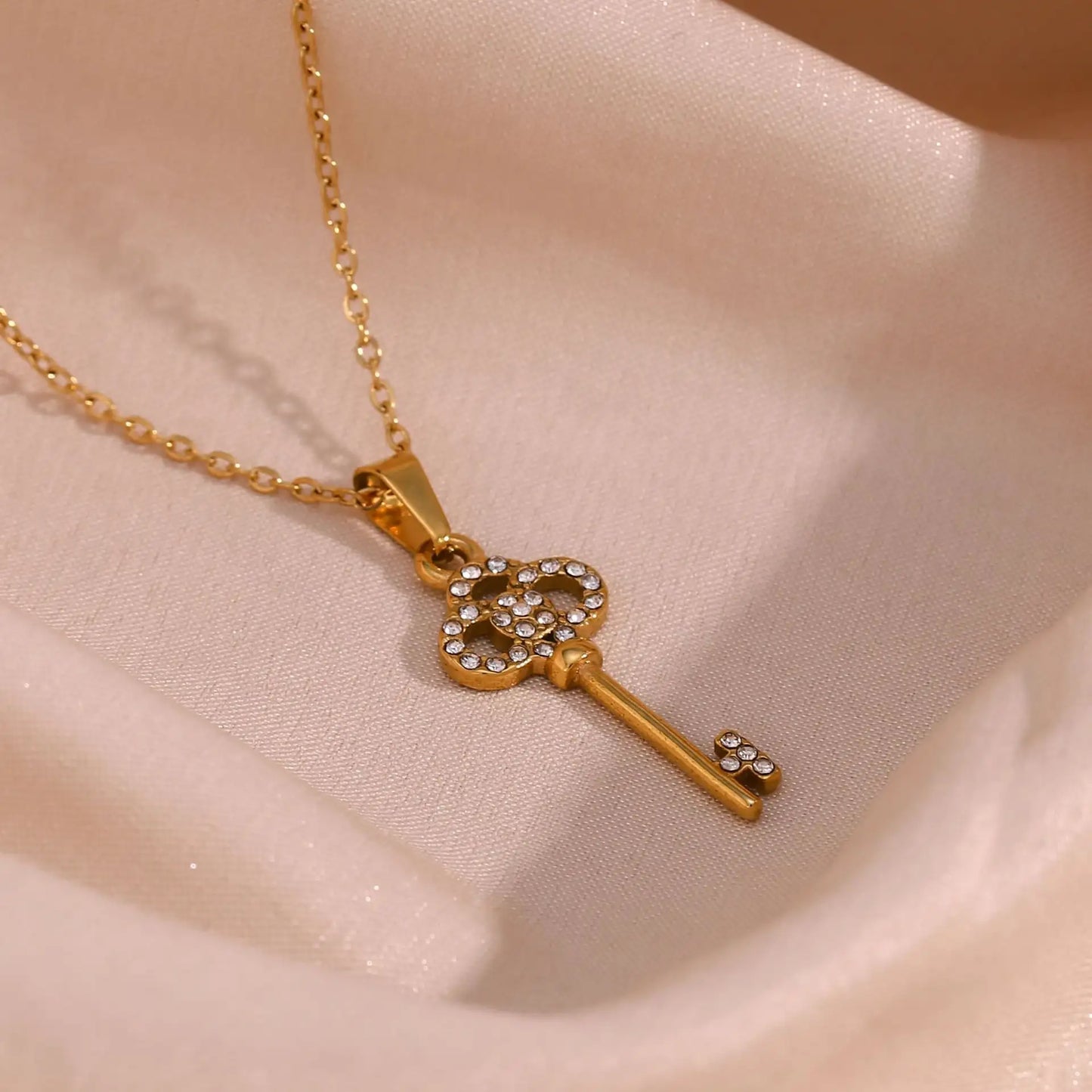 Hollow Key 18K Gold Plated Necklace