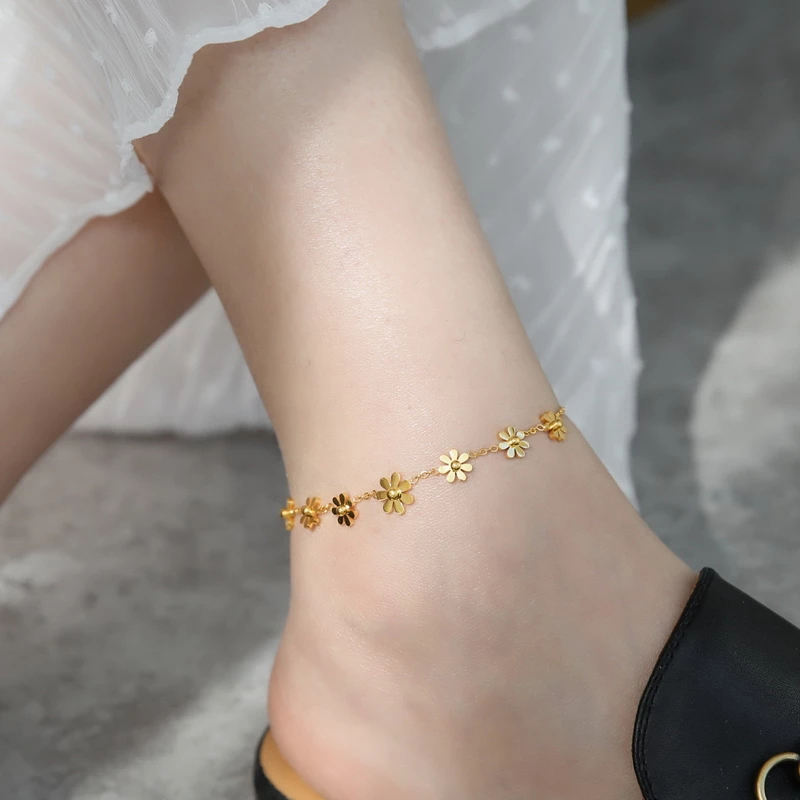 Sunflower Daisy 18K Gold Plated Anklet