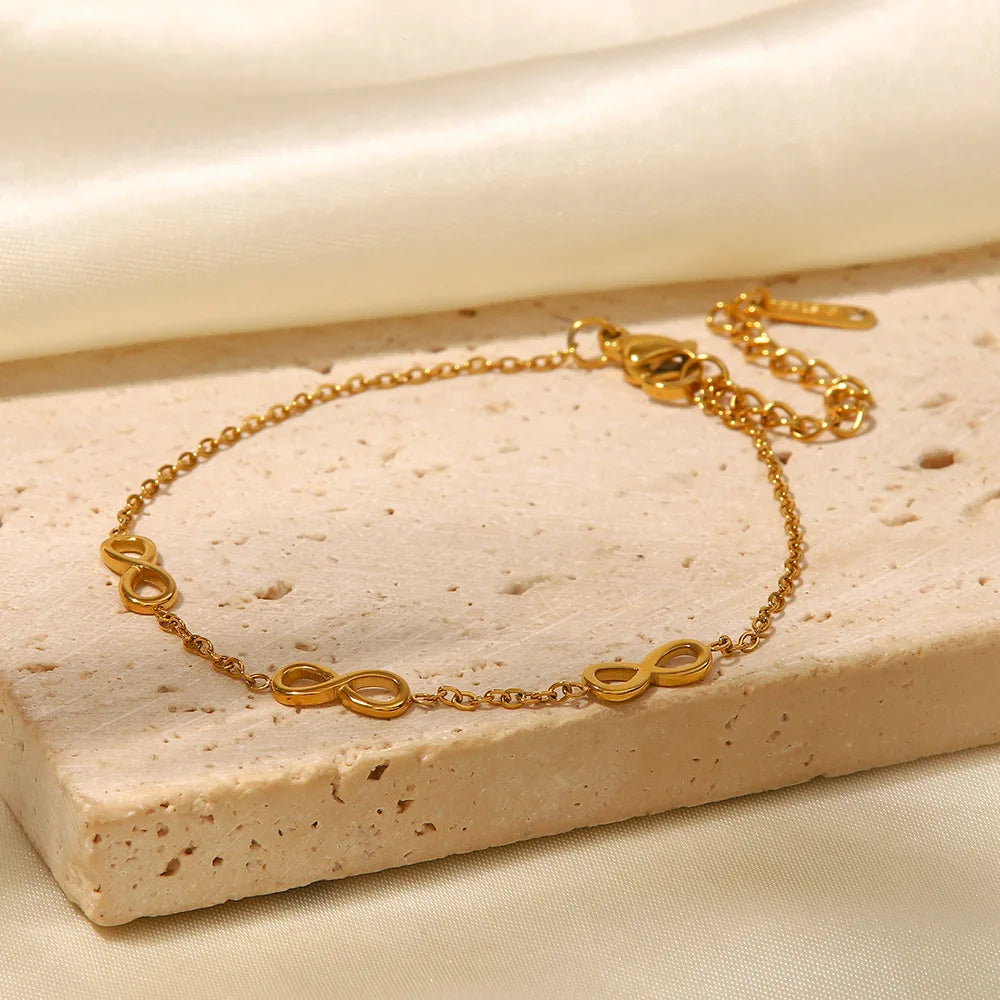 Infinity Sign Necklace and Bracelet | 18K Gold Plated