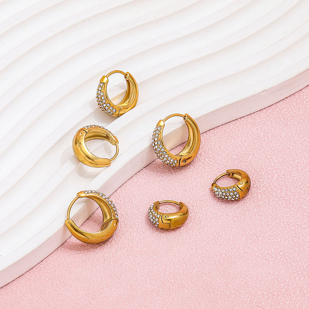CZ Pave Huggie Earrings | 18K Gold Plated