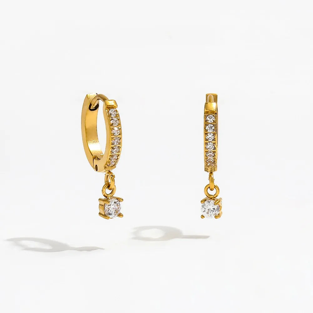 CZ Pave Huggie Earrings | 18K Gold Plated