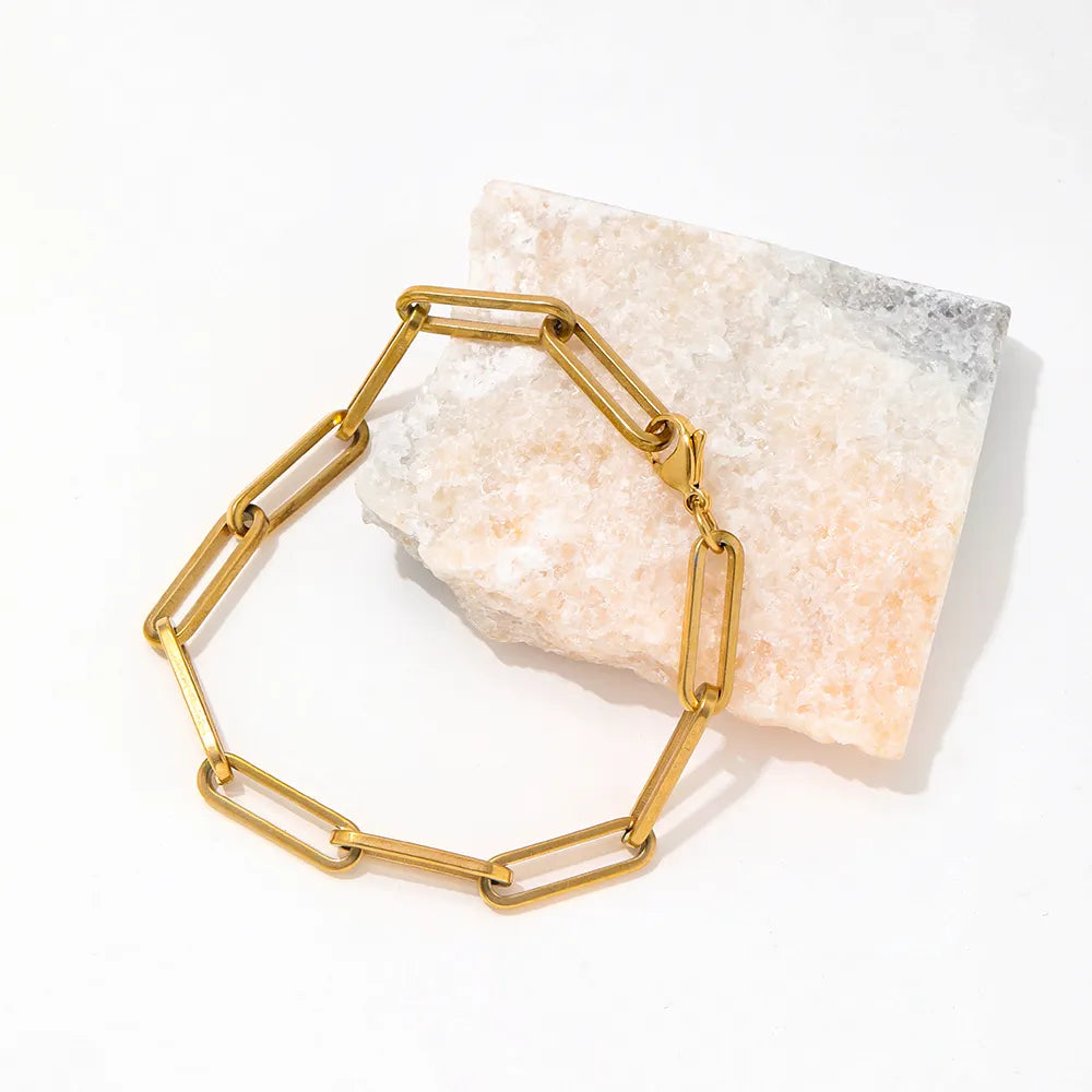 Paper Clip Adjustable 18K Gold Plated Bracelet