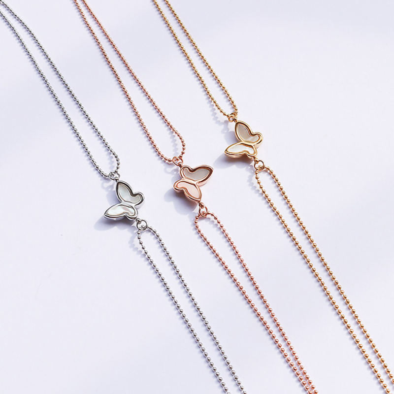 White Seashell Butterfly Anklet
