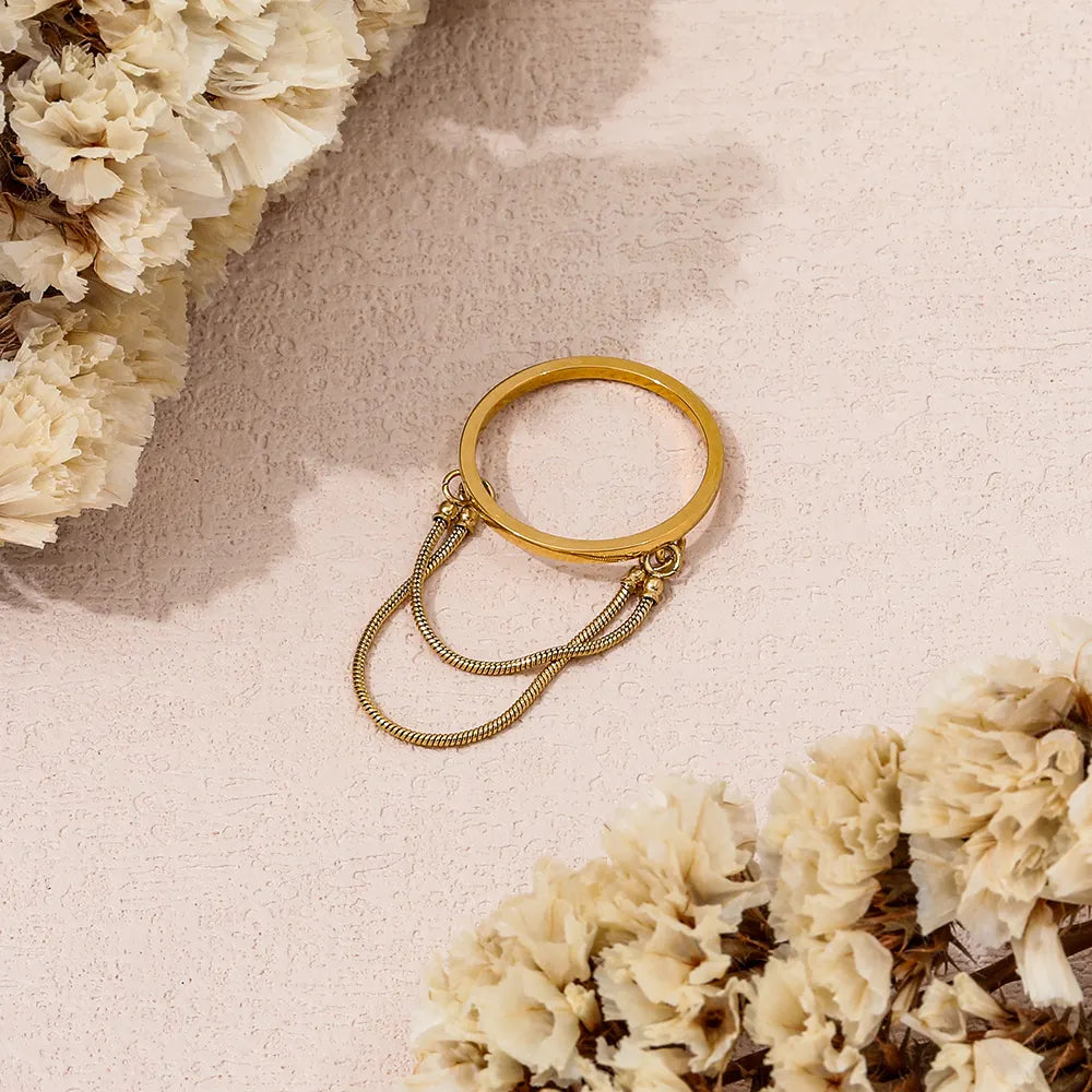 Double-layer 18K Gold Plated Snake Chain Ring