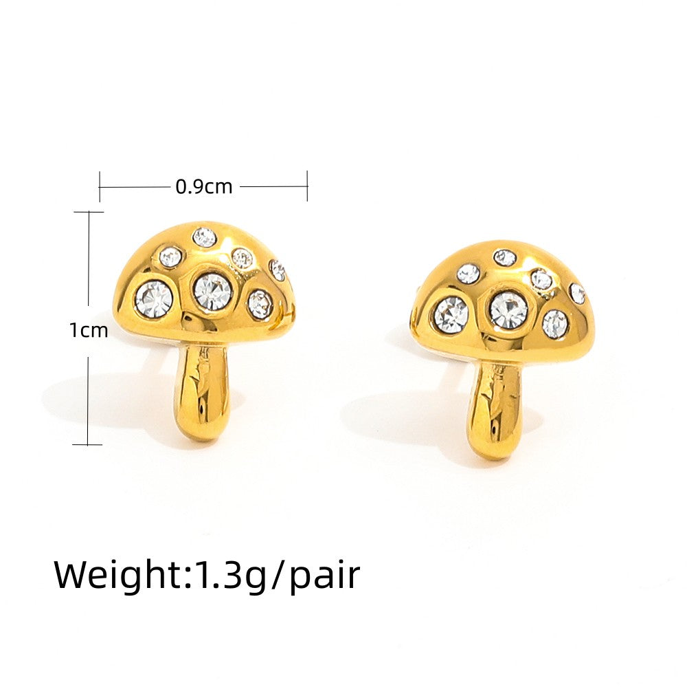 Mushroom CZ Pendant Necklace & Earrings