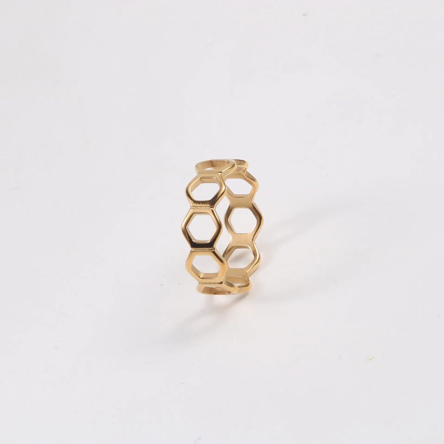 Honeycomb 18K Gold Plated Ring