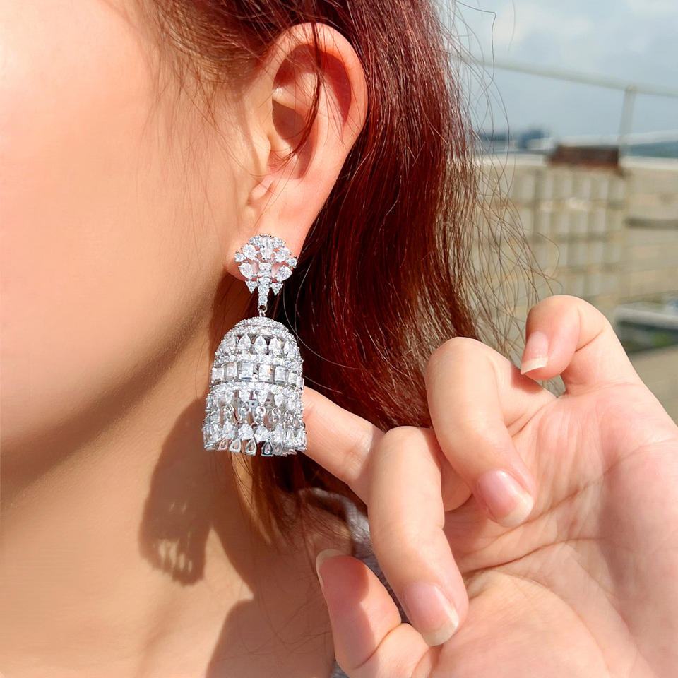 Chunky Cubic Zirconia Chandelier Earrings