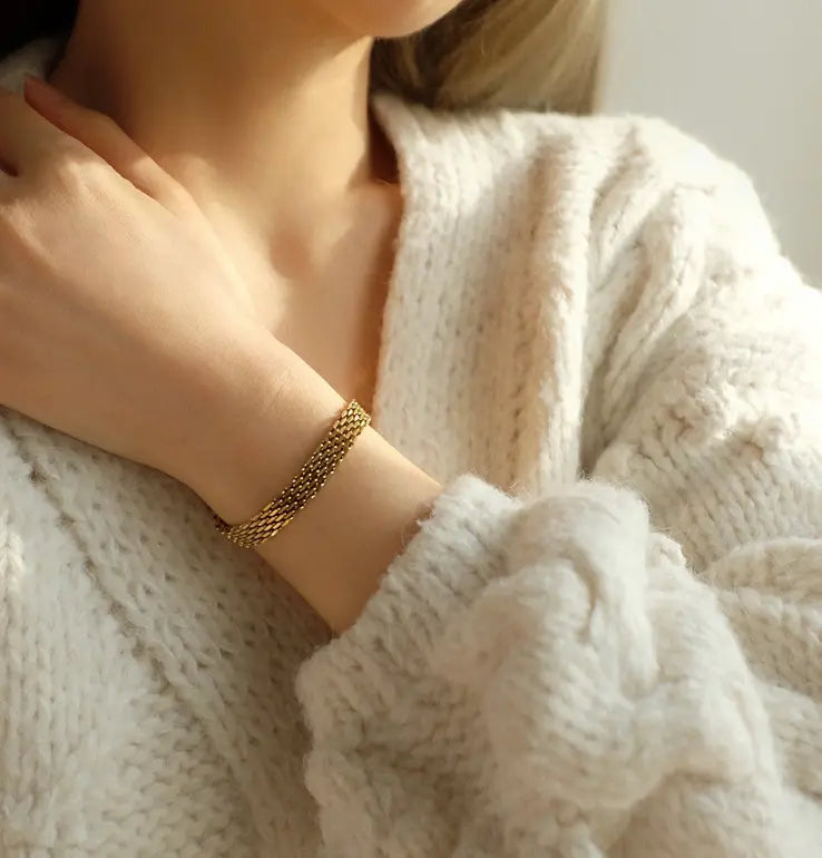 Vintage Statement Flat Mesh Chain Bracelet