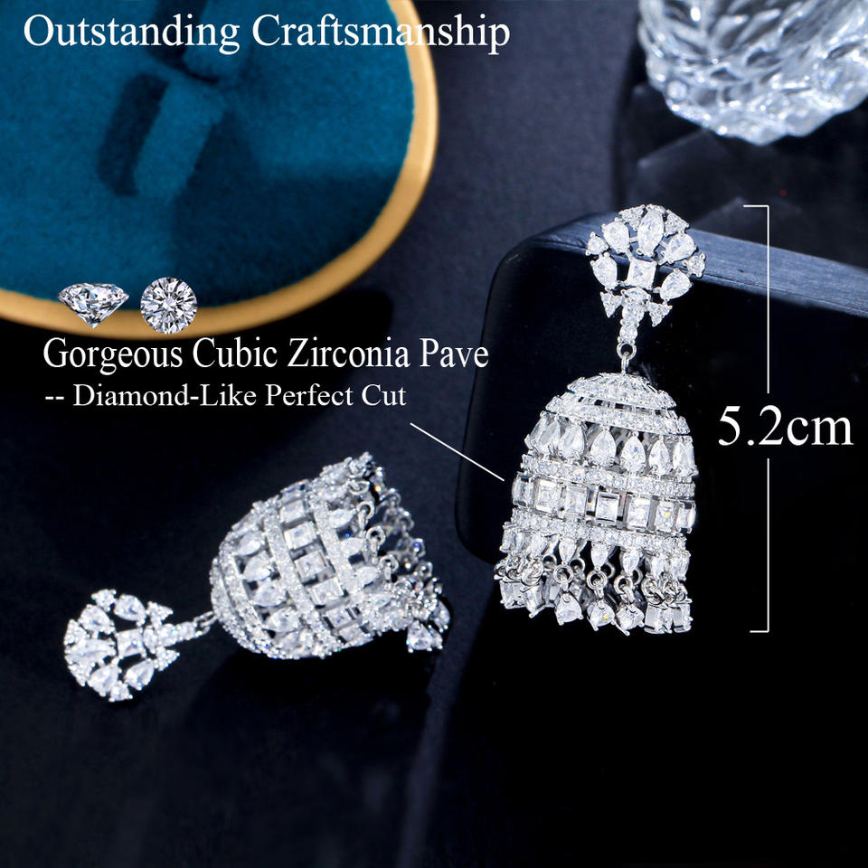 Chunky Cubic Zirconia Chandelier Earrings