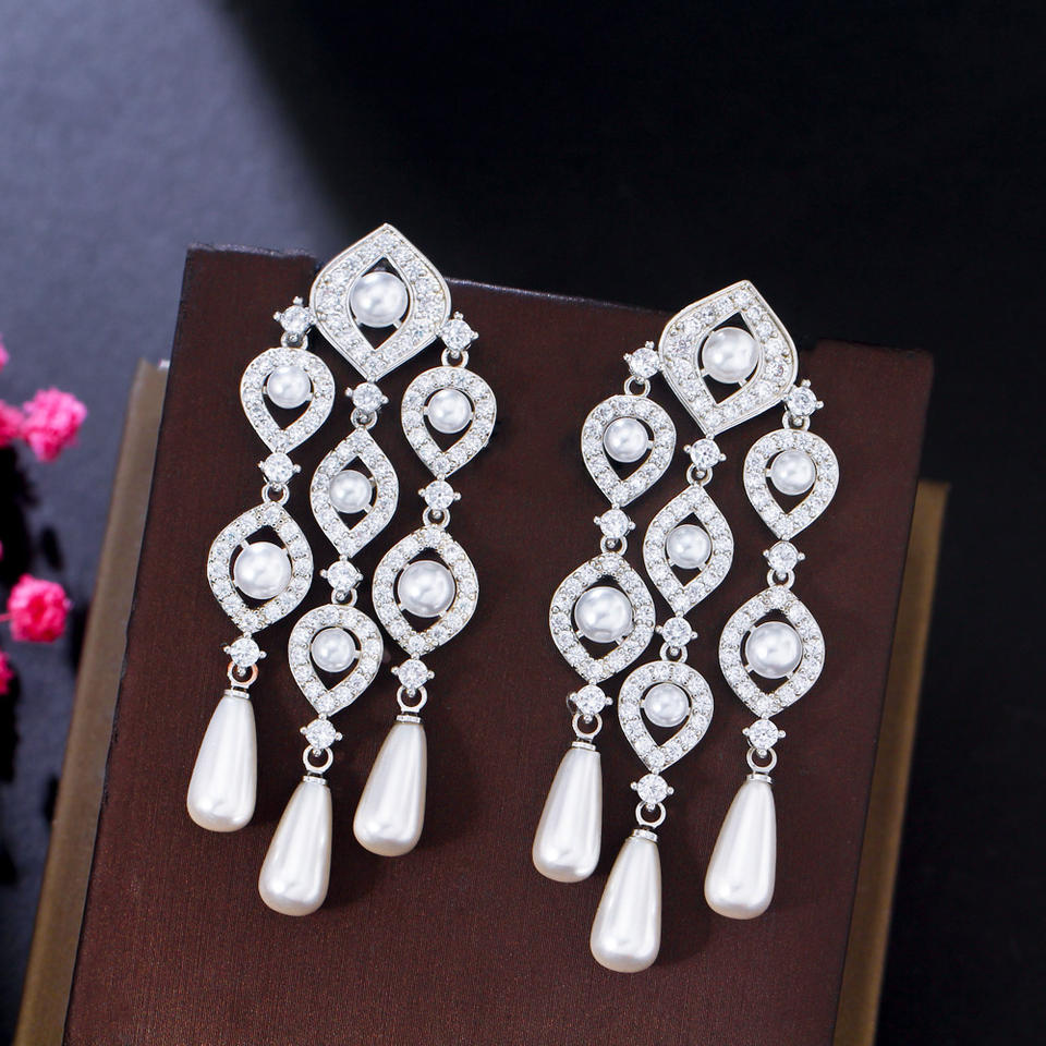 Chandelier Cubic Zirconia Drop Dangle Earrings