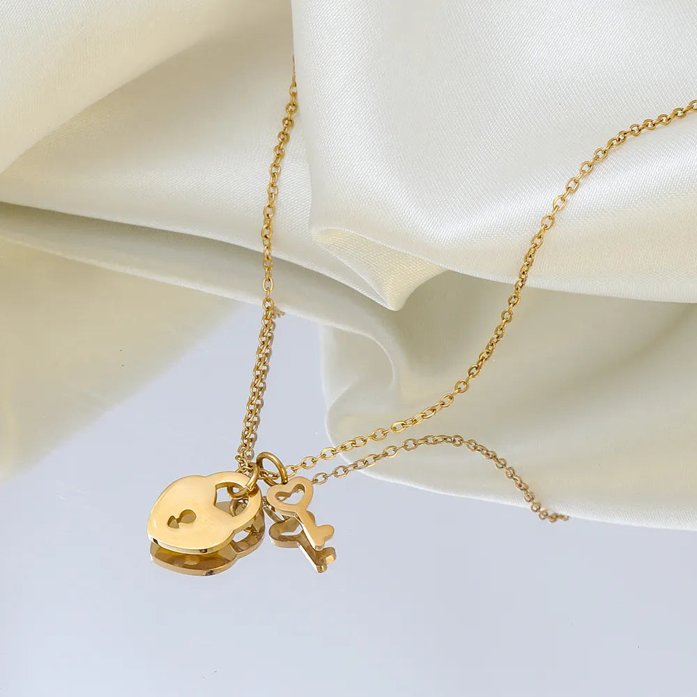 Heart Lock 18K Gold Plated Pendant Necklace