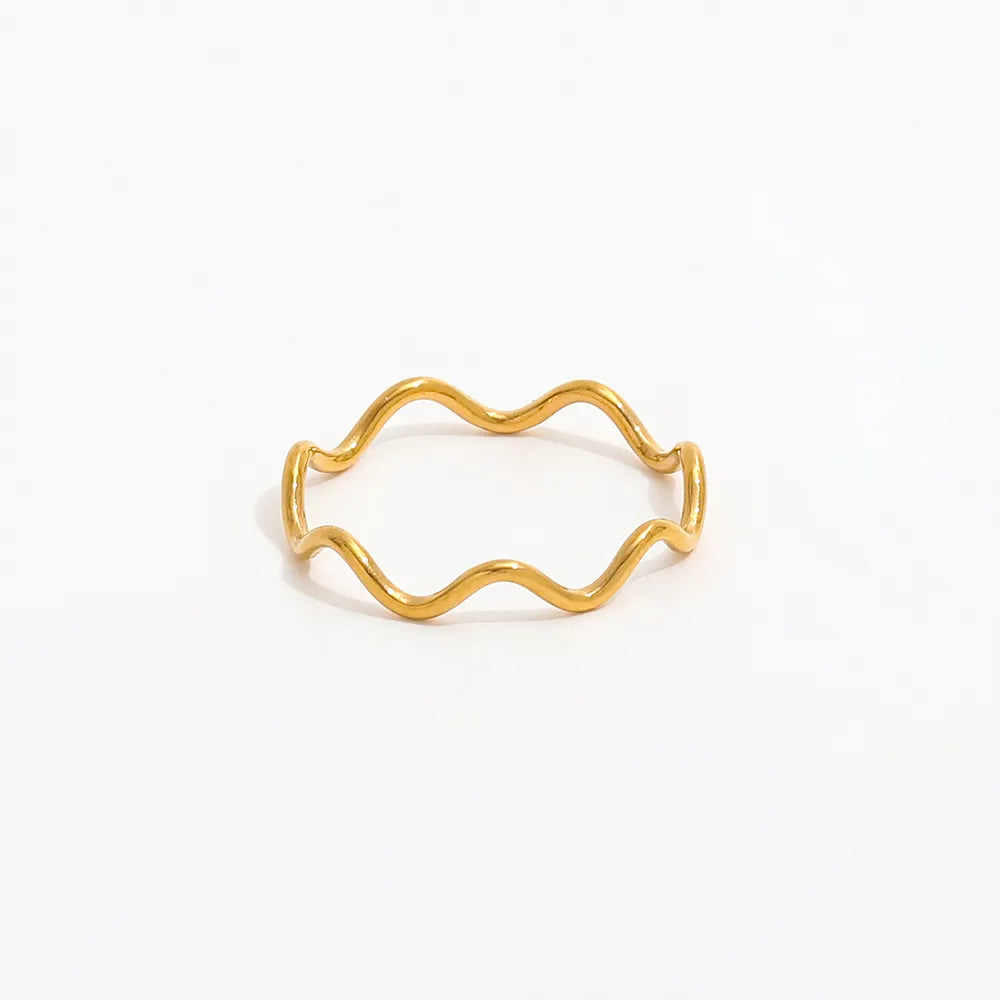 Waved Super Fine Dainty Band Ring | 18K Gold Plated