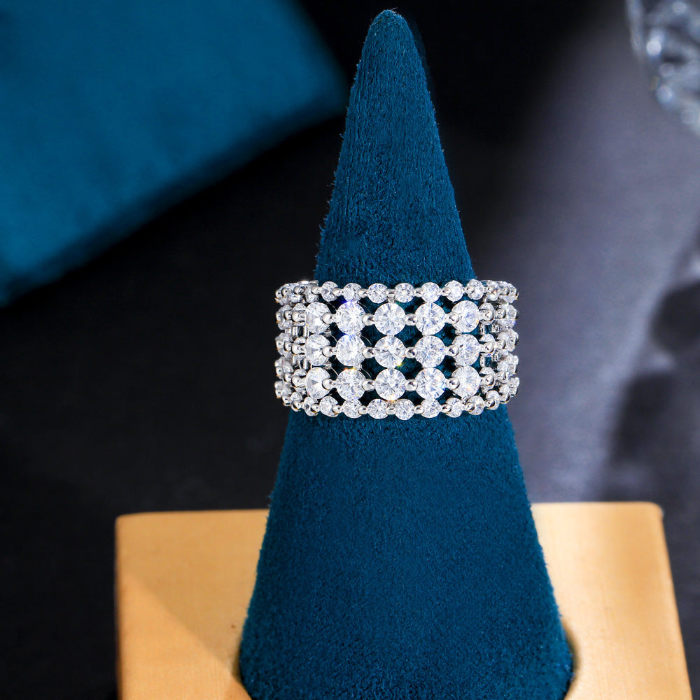 Tennis Paved Adjustable CZ Ring