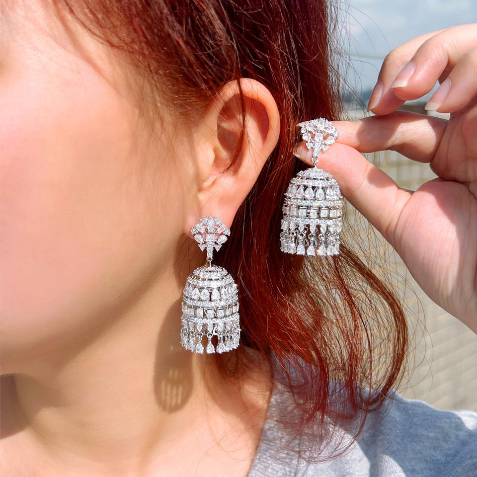 Chunky Cubic Zirconia Chandelier Earrings