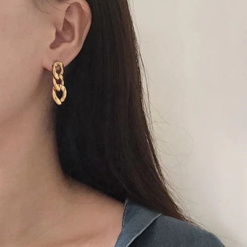 Link Chain 18K Gold Plated Drop Earrings