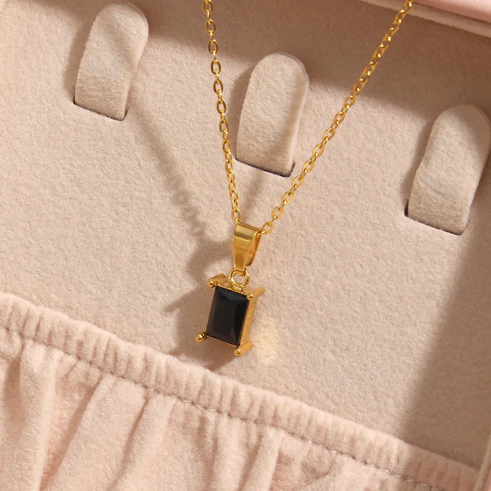 Square 18K Gold Plated Pendant Necklace