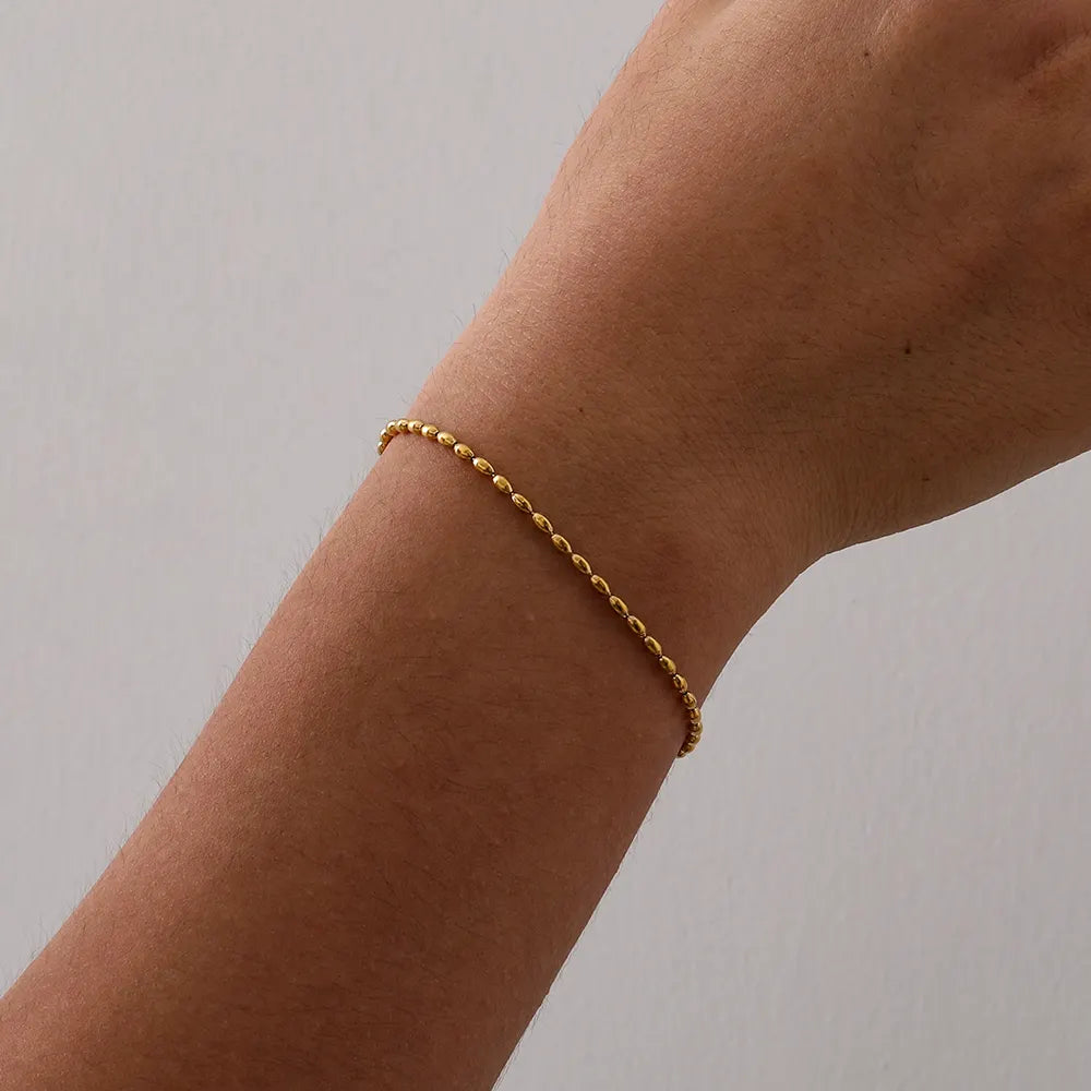 Oval Beads 18K Gold Plated String Bracelet