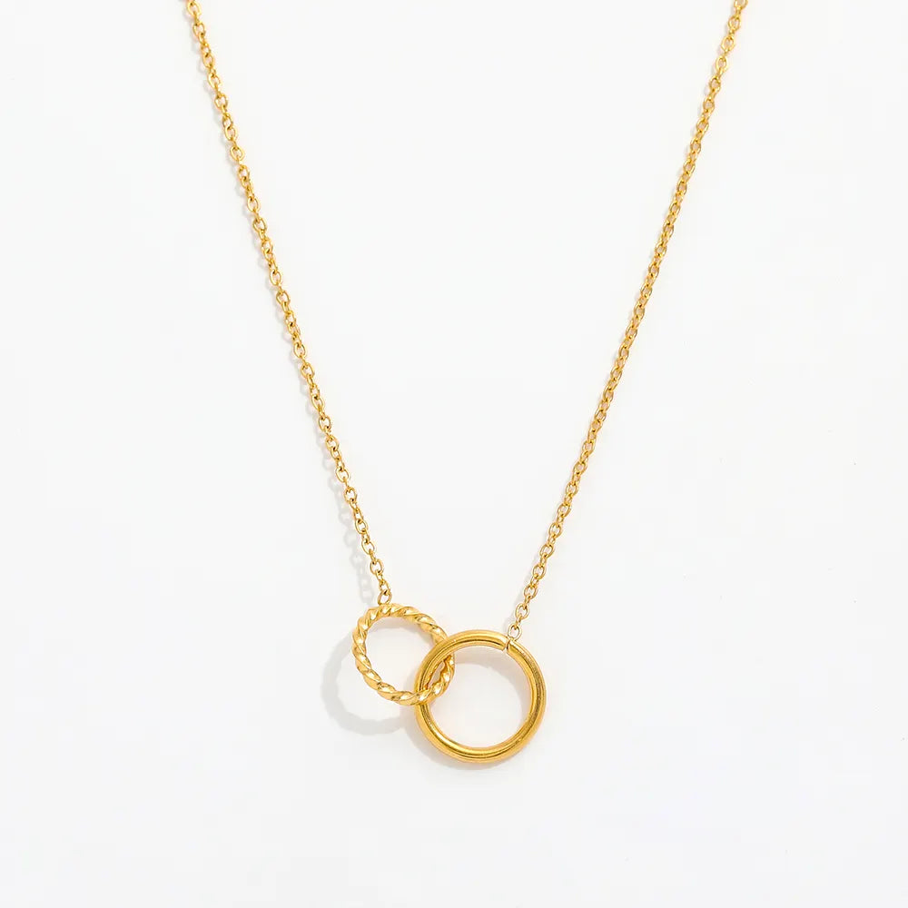 Double Rings Forever 18K Gold Plated Necklace