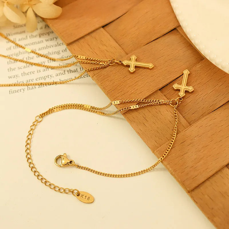 Retro Style Cross Necklace & Bracelet