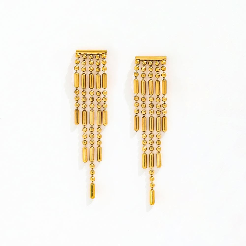 Bead Curtains Tassel Earrings | 18K Gold Plated
