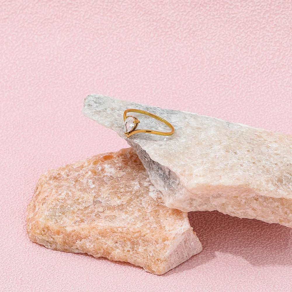 Water Drop Fine 18K Gold Plated Ring